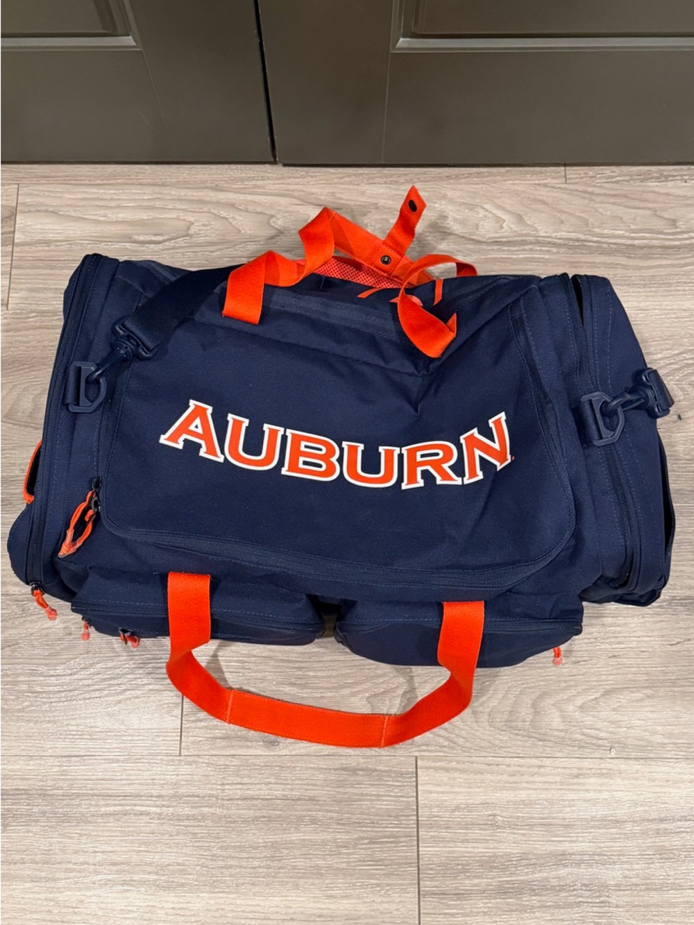 Nike Navy Duffel Bag with Orange Accents